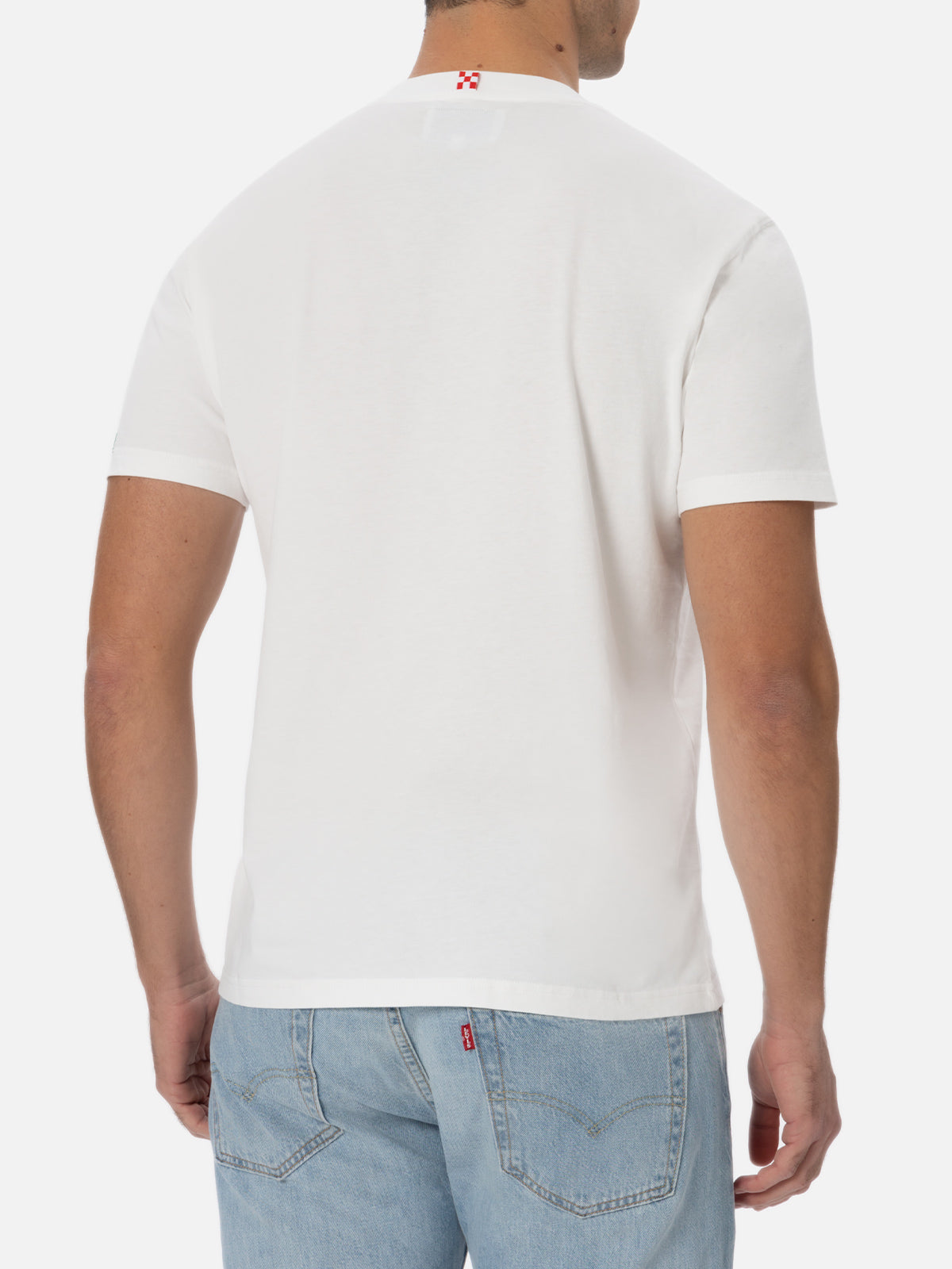 T-shirt bianca da uomo in cotone Connor con stampa papera e orologio