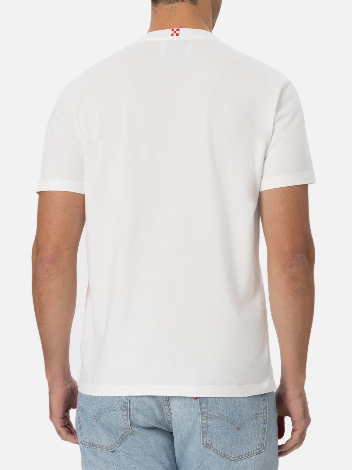 Weißes Baumwoll-T-Shirt für Herren von Connor mit „Cola ist teuer“-Stickerei