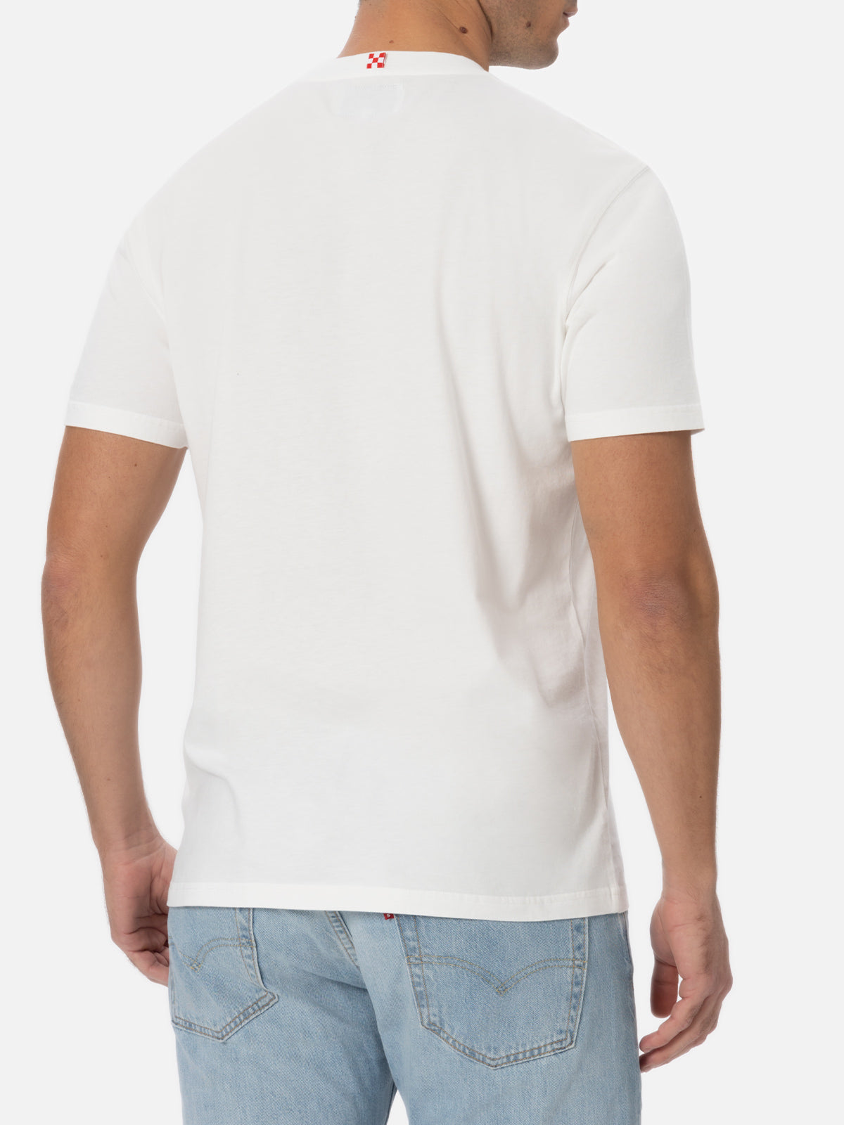 T-shirt bianca da uomo in cotone Connor con ricamo I am green