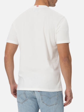 T-shirt bianca da uomo in cotone Connor con ricamo I am green