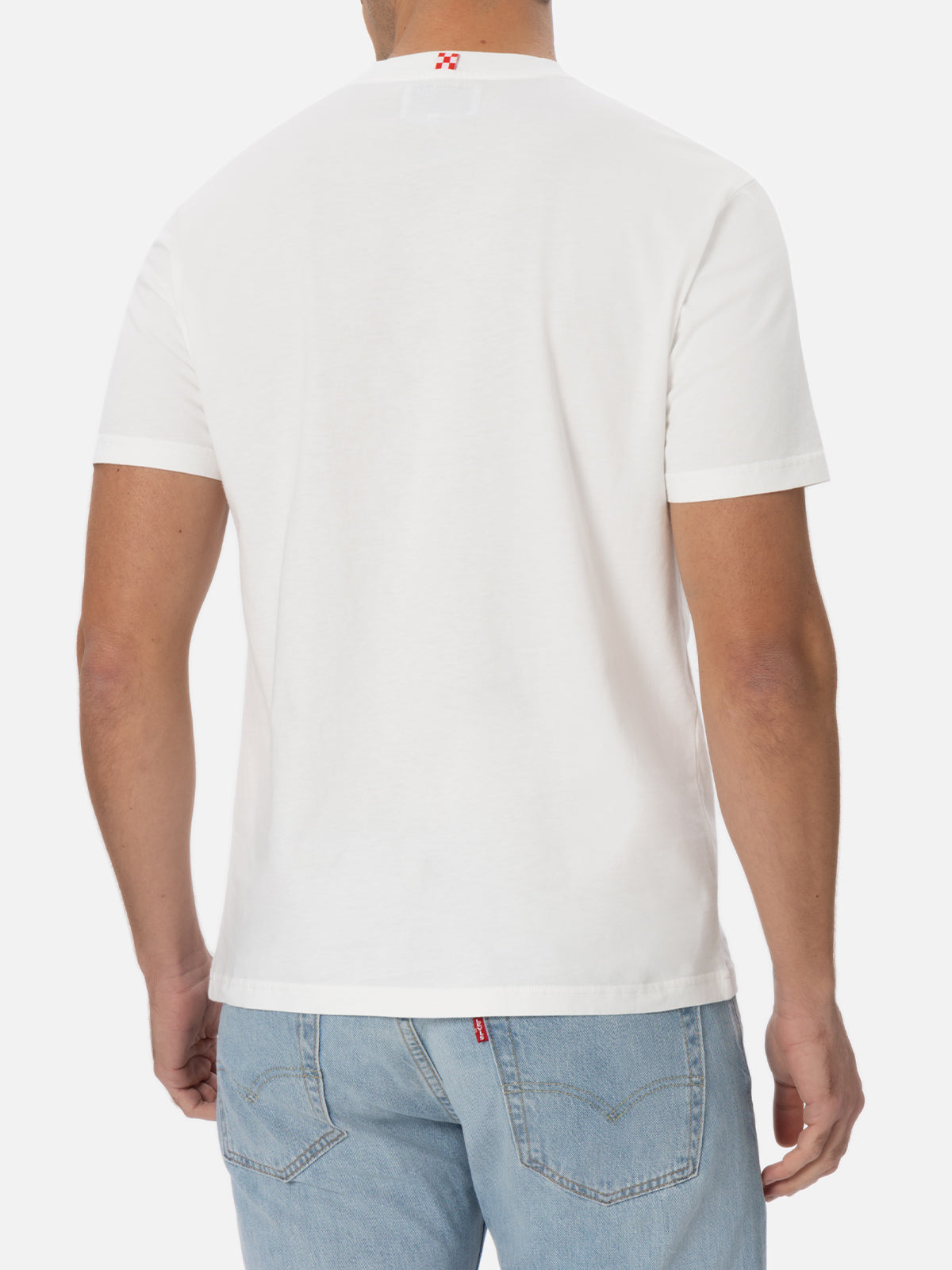Weißes Baumwoll-T-Shirt für Herren Connor mit Bartman-Stickerei