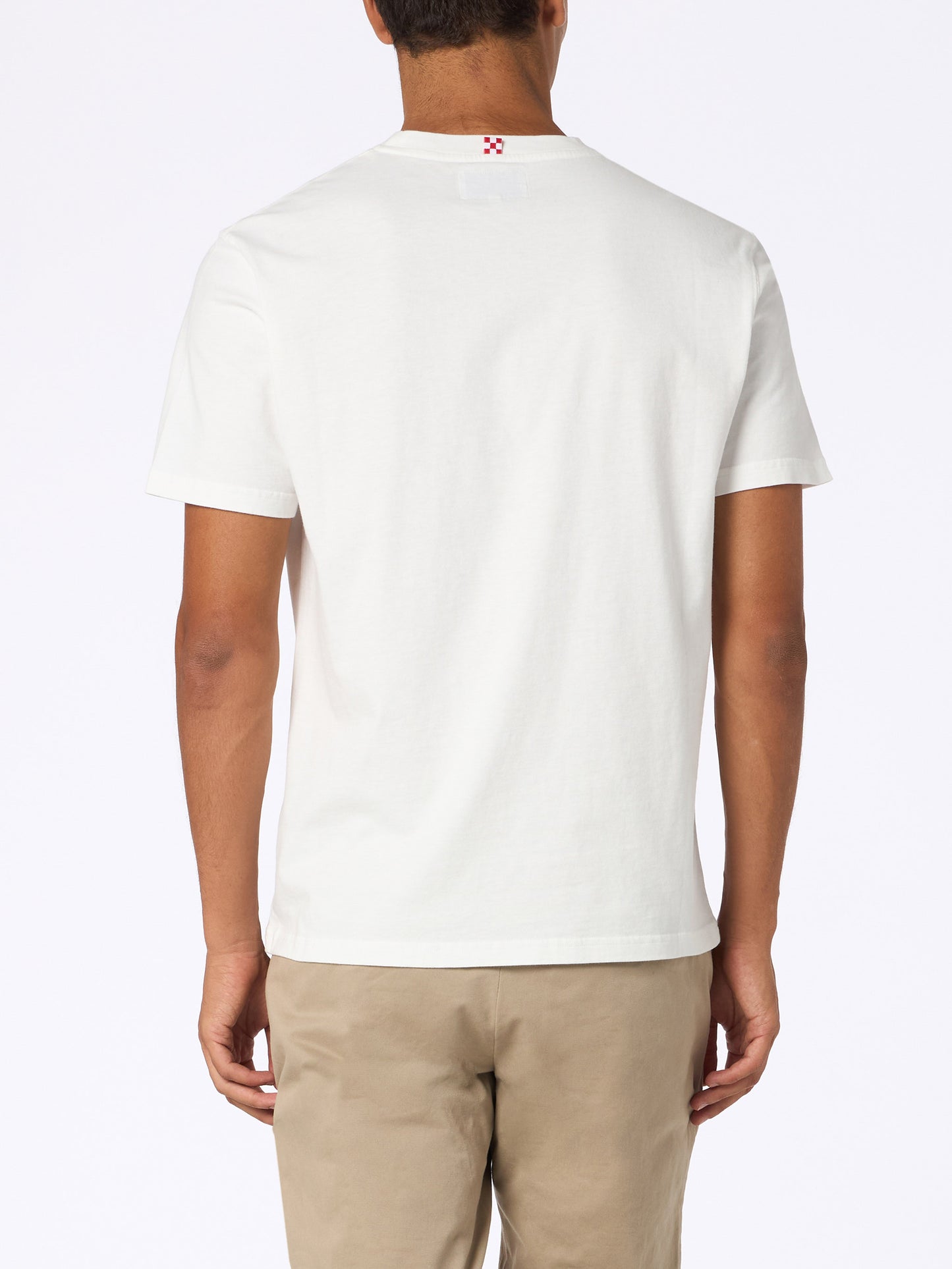Weißes Baumwoll-T-Shirt für Herren „Connor“ mit „Time is money“-Stickerei