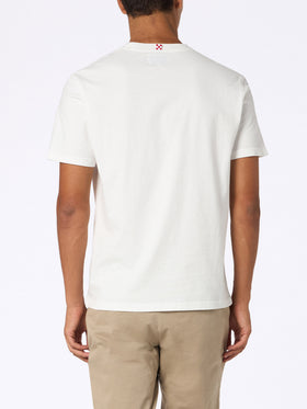 Weißes Baumwoll-T-Shirt für Herren „Connor“ mit „Time is money“-Stickerei