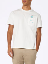 Man white cotton t-shirt Connor with Time is money embroidery