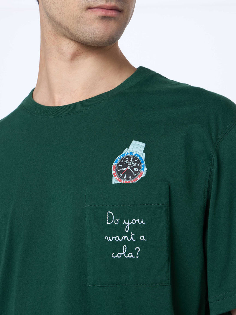 Weißes Coyyon-T-Shirt Connor für Herren mit „Do you want a cola“-Stickerei