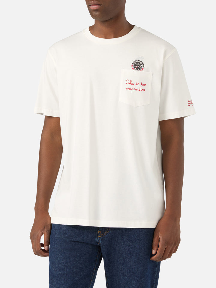 Camiseta de algodón Connor blanca con estampado de reloj y bordado Cara Ho Un Expensive 