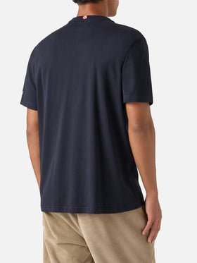 Marineblaues T-Shirt aus Bio-Baumwolle blue Connor mit Uhren-Print und King Of The Night-Stickerei 