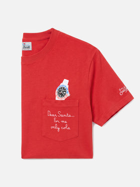 Connor Winter-T-Shirt aus Baumwolle in Rot mit „Dear Santa...“-Stickerei auf der Tasche 