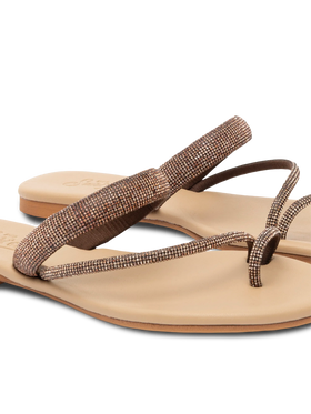 Cora flache Sandalen mit Zehenring und braunen Strasssteinen