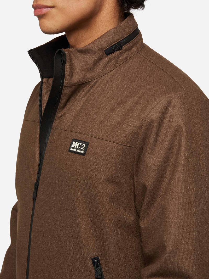 Wooly brown bomber jacket Country with teddy lining