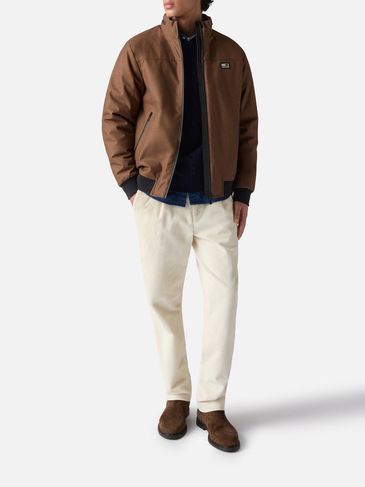 Wooly brown bomber jacket Country with teddy lining