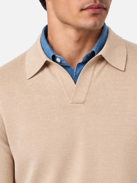 Polo beige Covent en 100% MERINO WOOL 