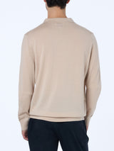 Man beige merino wool polo Covent