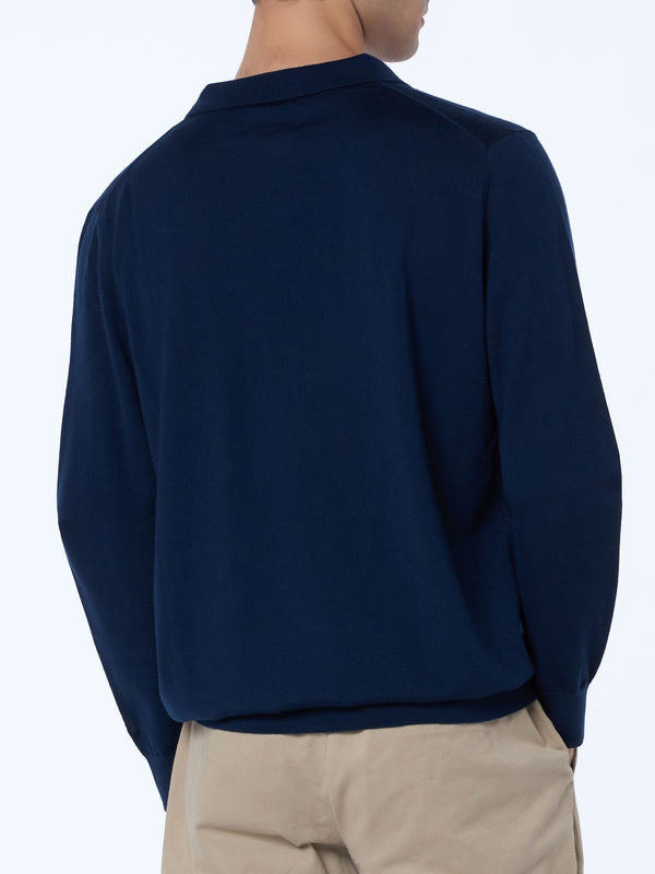 Man navy blue merino wool polo Covent