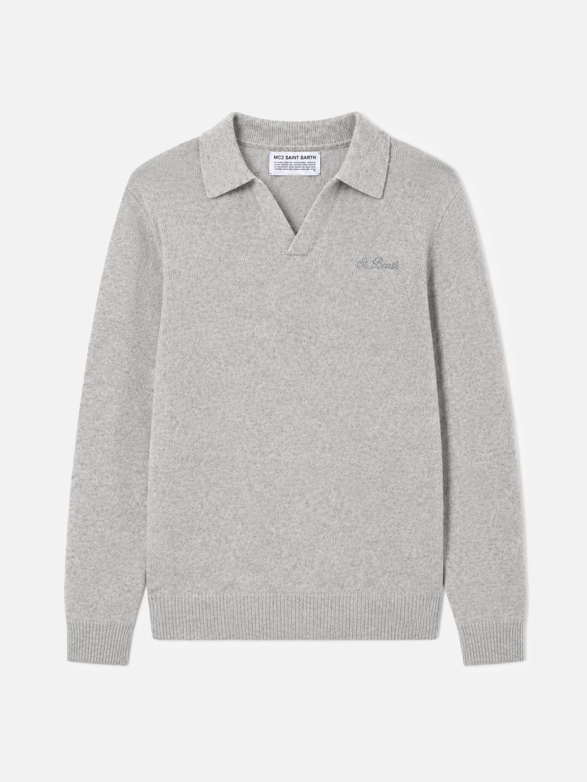 Covent Polopullover aus Kaschmir-Mix in Grau Mélange 