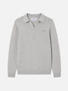 Covent Polopullover aus Kaschmir-Mix in Grau Mélange 