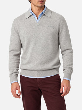 Covent Polopullover aus Kaschmir-Mix in Grau Mélange 