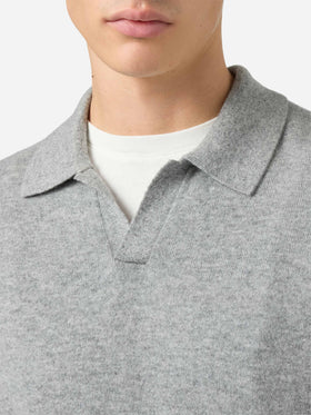 Polo in maglia di cashmere Covent grigio melange