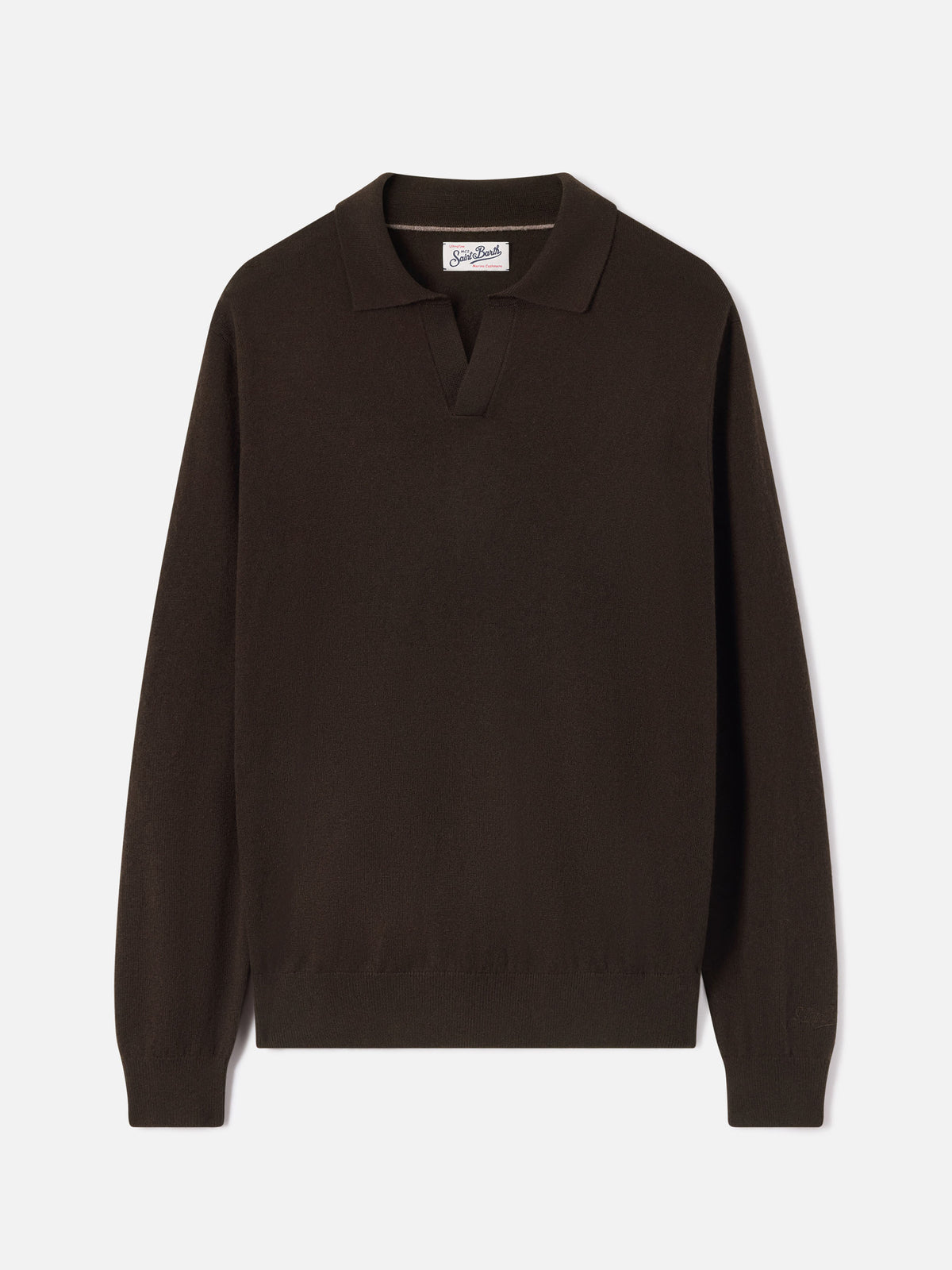 Braunes Covent Poloshirt aus einer Mischung aus Merinowolle und Kaschmir 