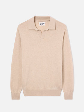 Polo beige de mezcla de lana merino y cachemira Covent 