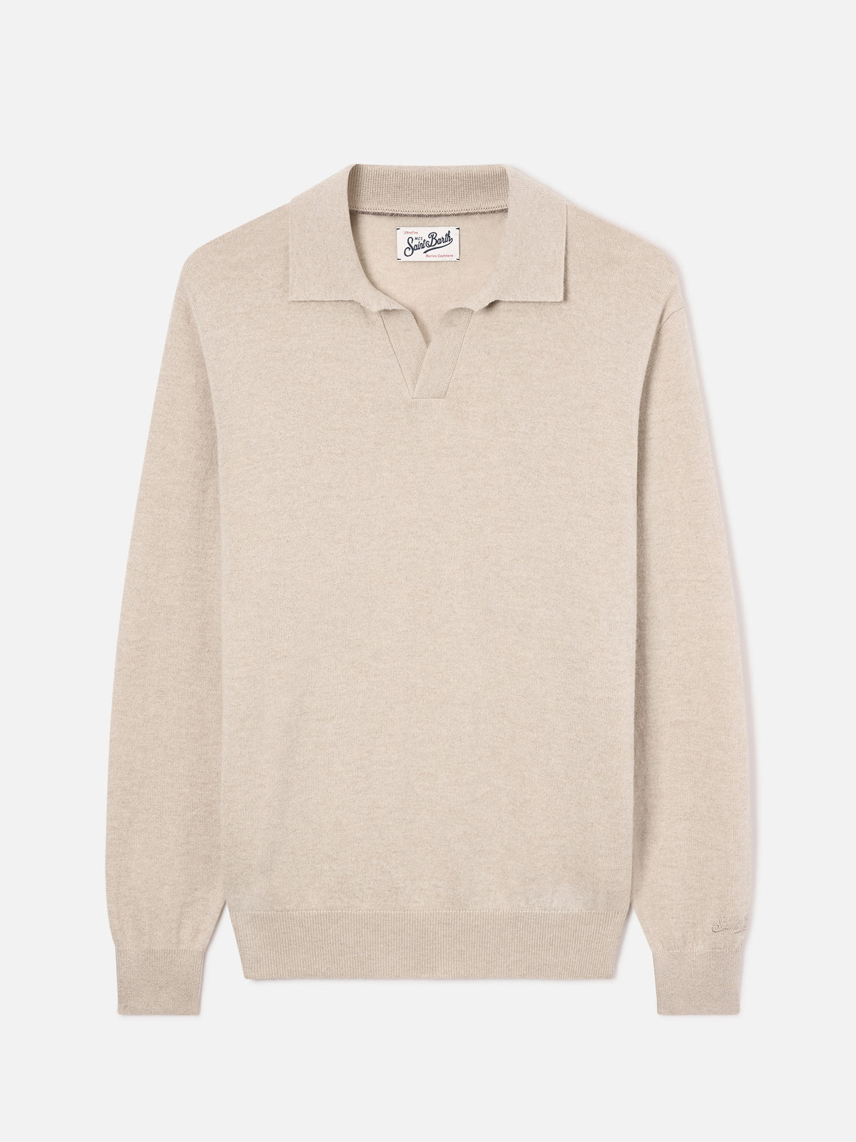 Beigefarbenes Poloshirt aus Covent Merinowoll- und Kaschmirmischung 