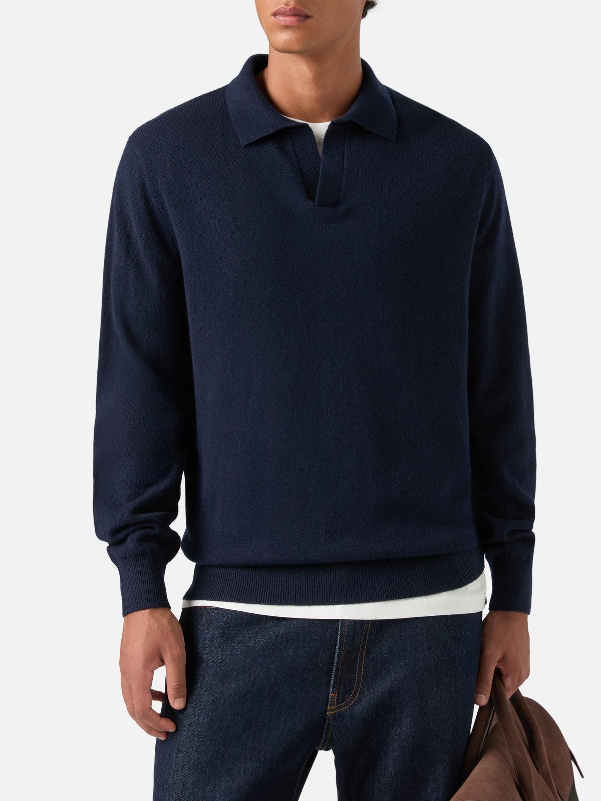 Polo Covent blu navy in misto lana merino e cashmere