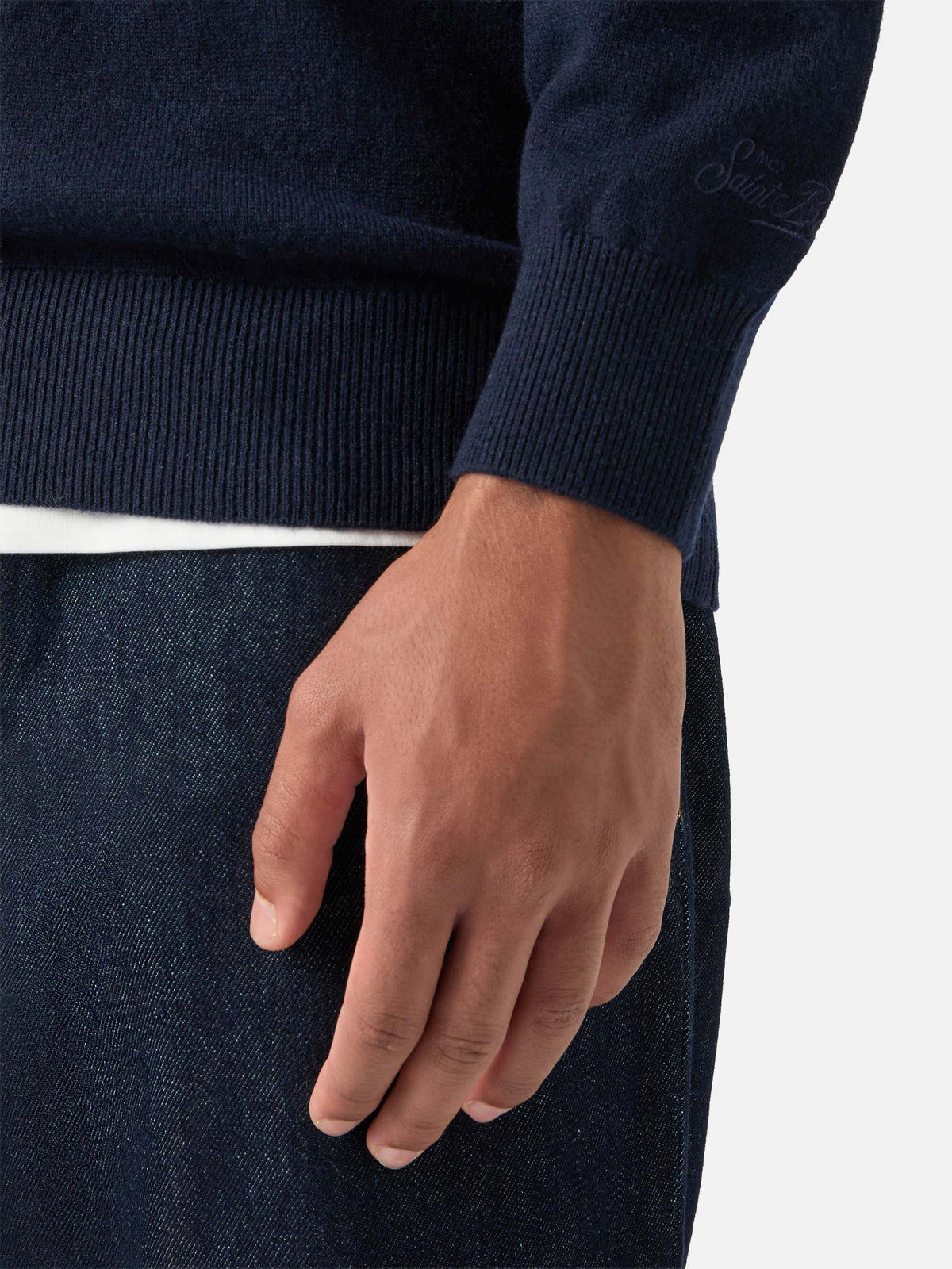 Polo Covent blu navy in misto lana merino e cashmere