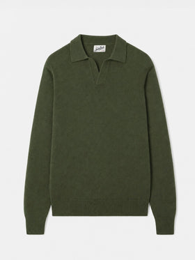 Polo in maglia verde militare Covent Wool