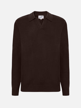 Polo in maglia Covent in lana marrone