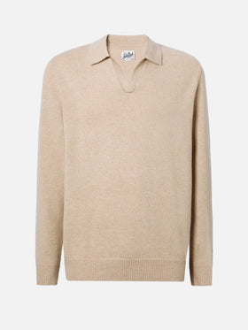 Beige wool knit polo Covent