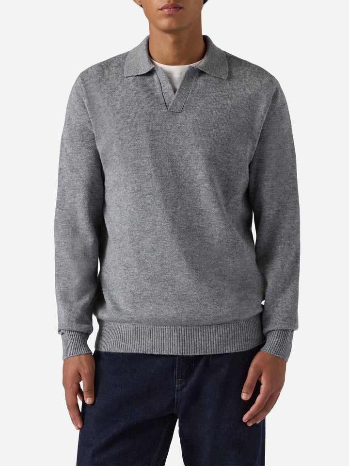 Polo in maglia Covent in lana grigio melange