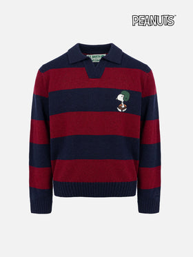 Polo da bambino a righe blu e rosse Covent con stampa Snoopy | EDIZIONE SPECIALE SNOOPY PEANUTS