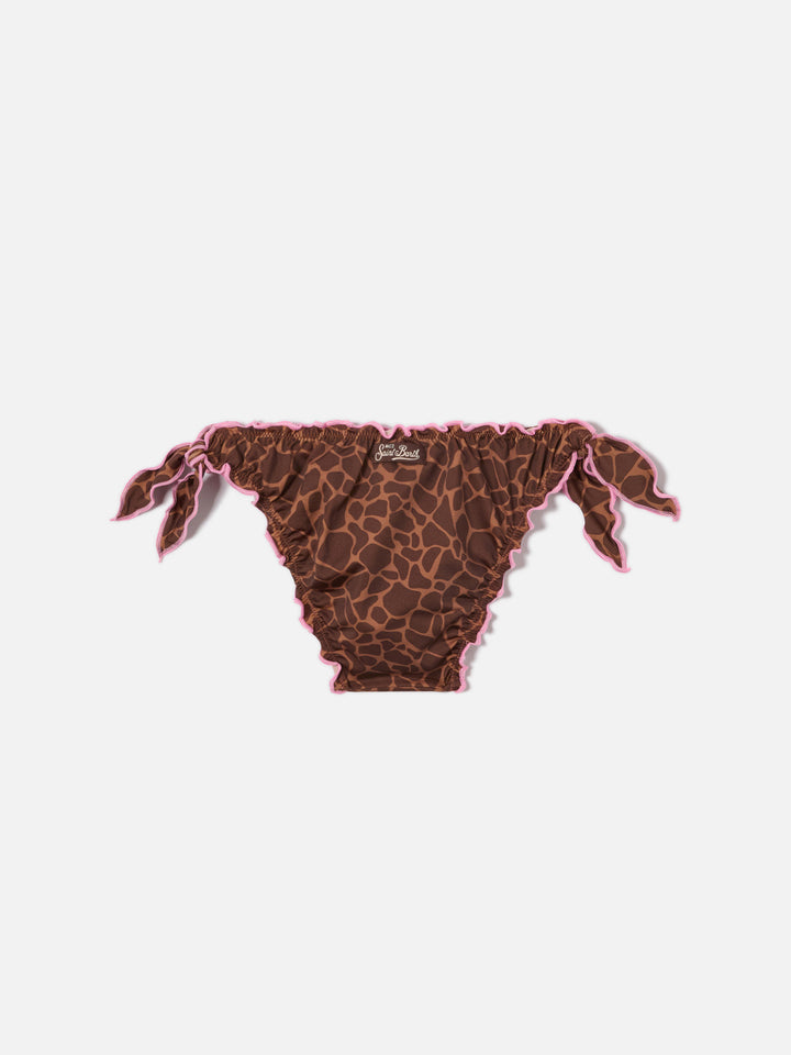 Cric brown animal print swim briefs with contrasting edges