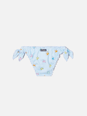 Cric light blue striped swim briefs with crab print