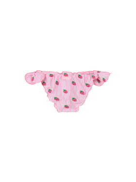 Cric classic seersucker swim briefs with striped print and embroidery