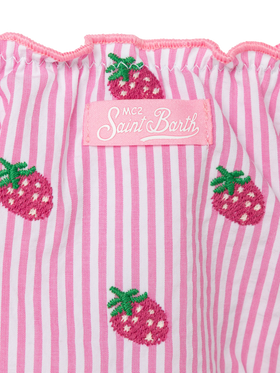 Cric classic seersucker swim briefs with striped print and embroidery