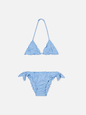 Cris sangallo bikini in light blue with ruffled edges