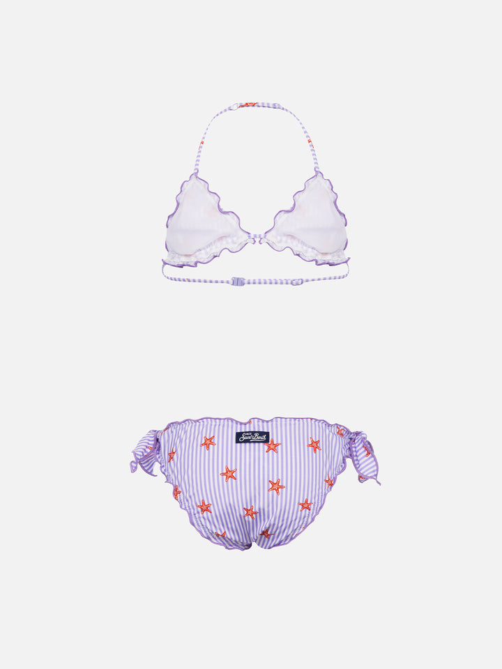 Bikini classico a triangolo da bambina Cris con stampa stelle marine