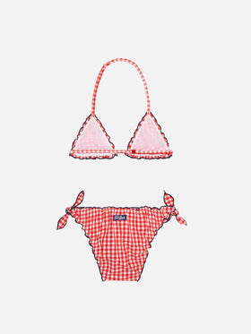 Mädchen-Triangel-Bikini mit Gingham-Print