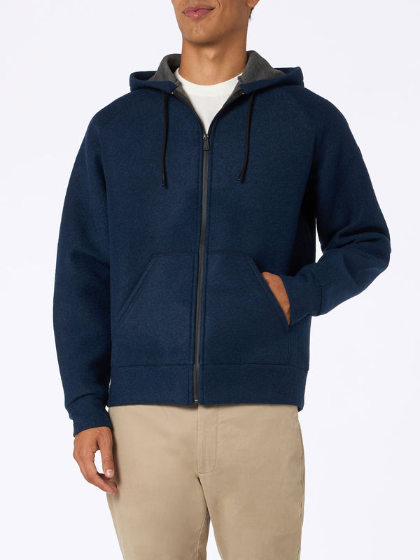 Man navy blue technic fabric sweatshirt Carrel