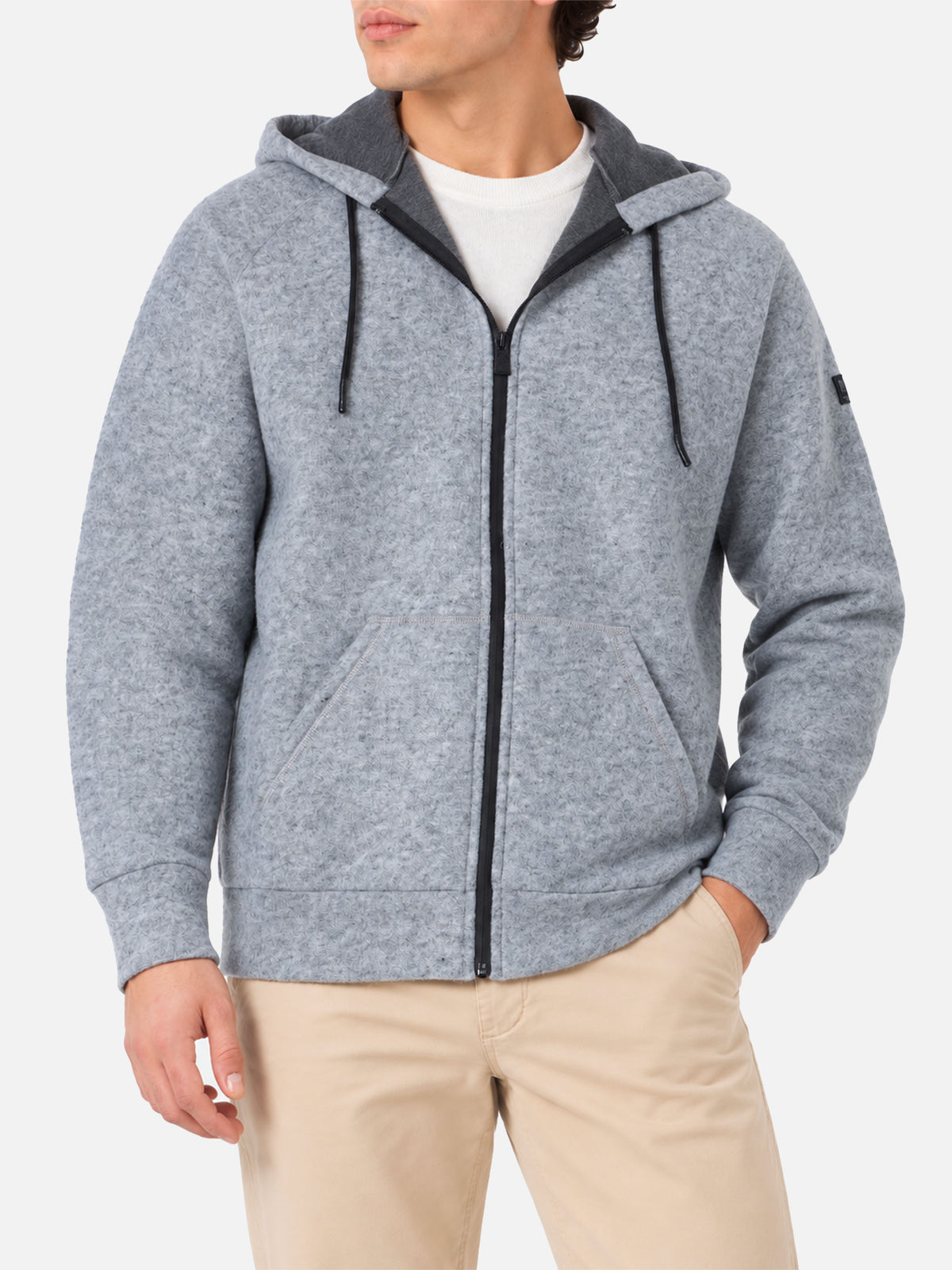Carrel technical fabric sweatshirt in grey melange solid color