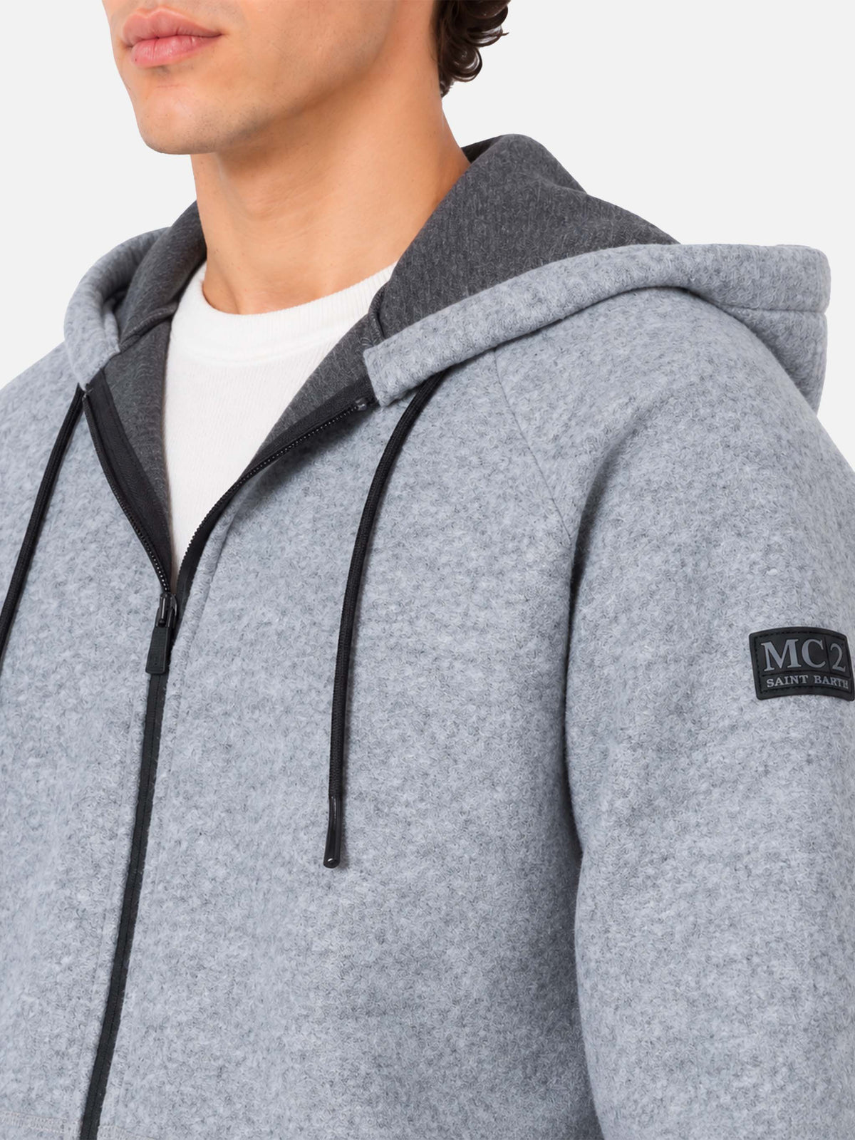 Carrel technical fabric sweatshirt in grey melange solid color