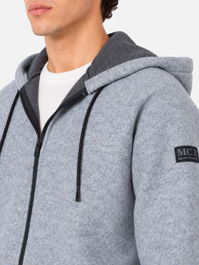 Carrel technical fabric sweatshirt in grey melange solid color