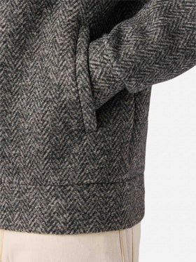 Carrell Wool herringbone jacket with zip and hood