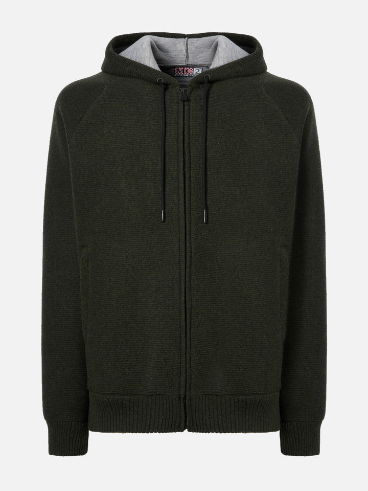 Giacca Carrell knit con zip e cappuccio verde militare