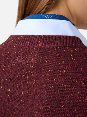 Weste aus Wollmischstrick Donegal Aubergine Carette 