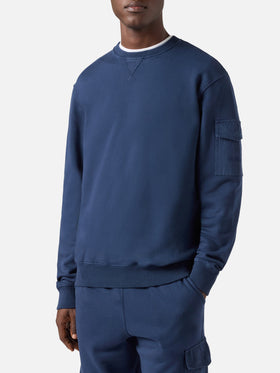 Felpa Chester in felpa blu navy con tasca applicata