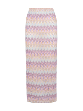 Caytlin long raschel skirt with pastel chevron pattern
