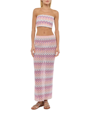 Caytlin long raschel skirt with pastel chevron pattern