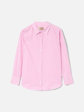 Pink striped Cristal shirt with Meet Me In Saint Barth embroidery